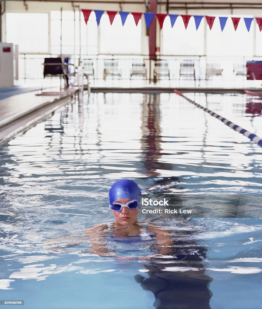 Woman swimming laps Lap Pool Stock Photo