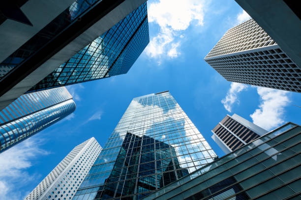 istock Modern skyscrapers shot with perspective 839105752