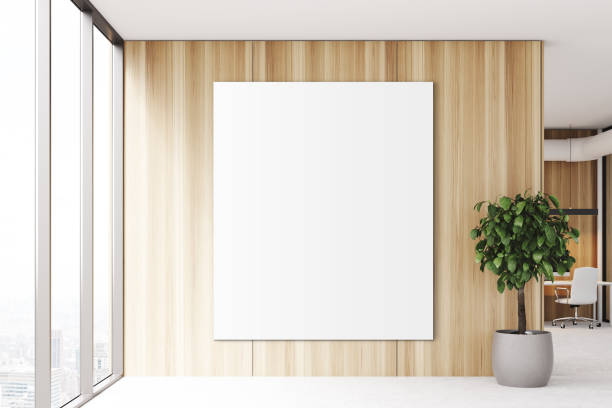 istock Blank poster in a wooden office 839113802