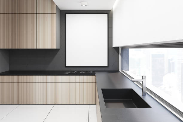 istock Wooden and gray kitchenette 839131446