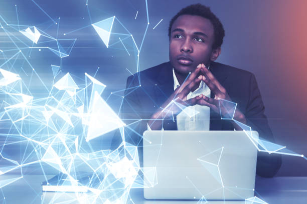 istock Pensive African American businessman, triangles 839135006