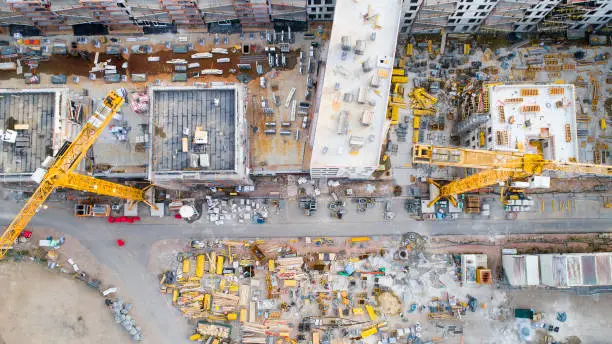 Construction site and equipment - aerial view