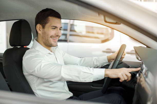 istock Young Man in a Car Rental Service Test Drive Concept 839149936