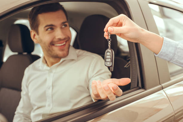 istock Young Man in a Car Rental Service Test Drive Concept 839150364