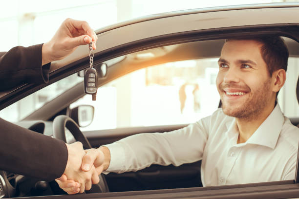 istock Young Man in a Car Rental Service Test Drive Concept 839150436