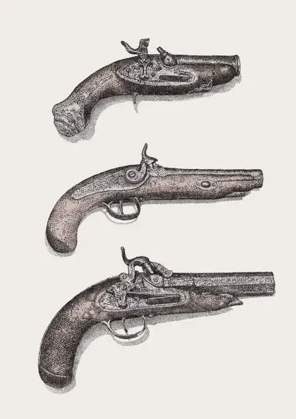 Vector illustration of Flintlock Pistols