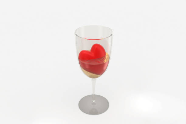 istock Red heart dug in wine glass 839163008