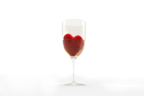 istock Red heart dug in wine glass 839163062