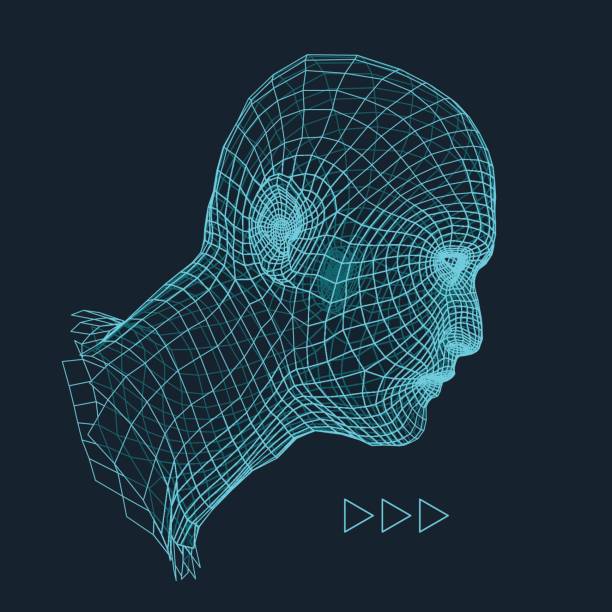 istock Head of the Person from a 3d Grid. Human Head Wire Model. Human Polygon Head. Face Scanning. View of Human Head. 3D Geometric Face Design. 3d Polygonal Covering Skin. 839163096