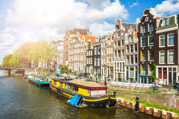 istock Amsterdam Gracht with sun 839163172