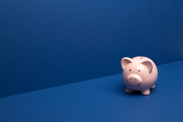 istock Piggybank on Blue Wall/Floor Background with Copy Space 839165826