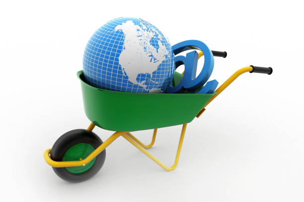istock Wheelbarrow carrying earth and email sign 839169982