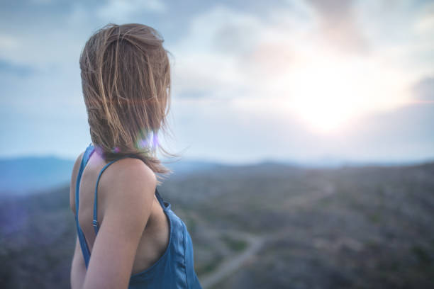 Lonely woman outdoors