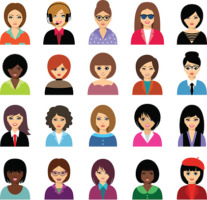 Woman Avatar Set Stock Illustration - Download Image Now - Women, Curly Hair,  Cut Out - iStock