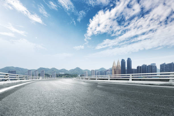 istock empty road and cityscape of modern city 839194286