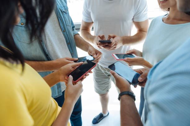 istock Close up of modern smartphones 839206112