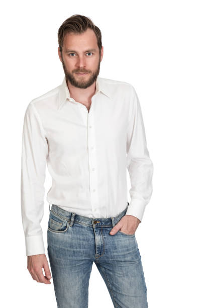 istock Attractive man in shirt and jeans 839214224