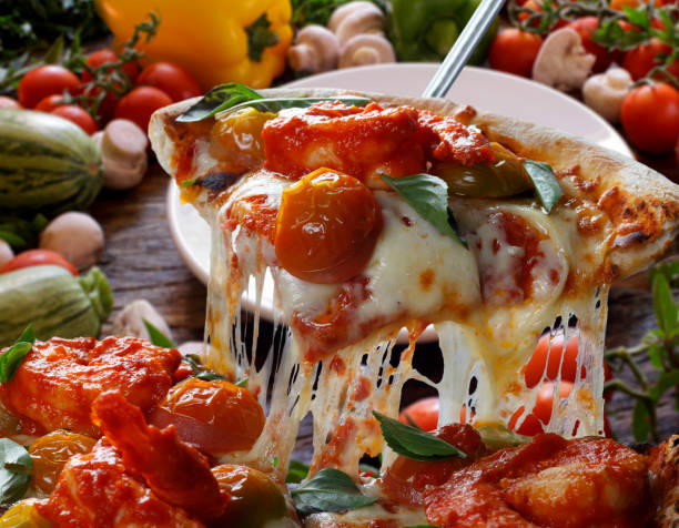 istock Slice of pizza raised 839214378