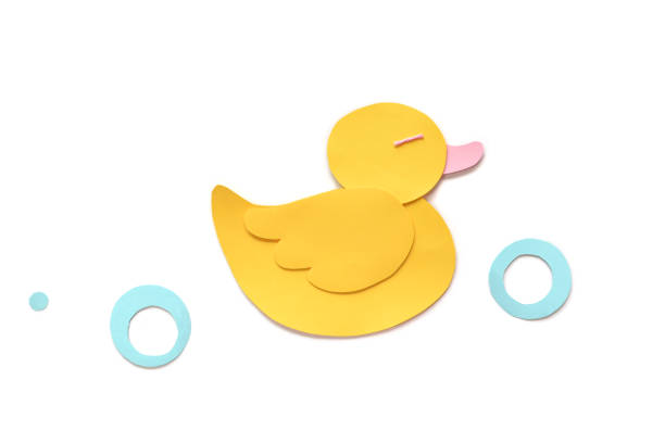 istock Rubber duck paper cut on white background 839217698