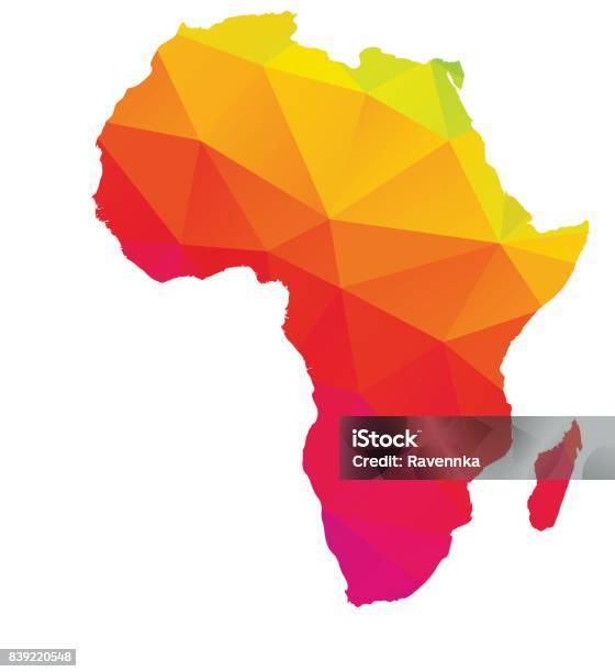 Multicolored Low Poly Map Of Africa With Madagascar Stock Illustration - Download Image Now