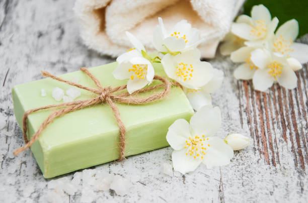 istock Handmade soap and jasmine flowers 839221092