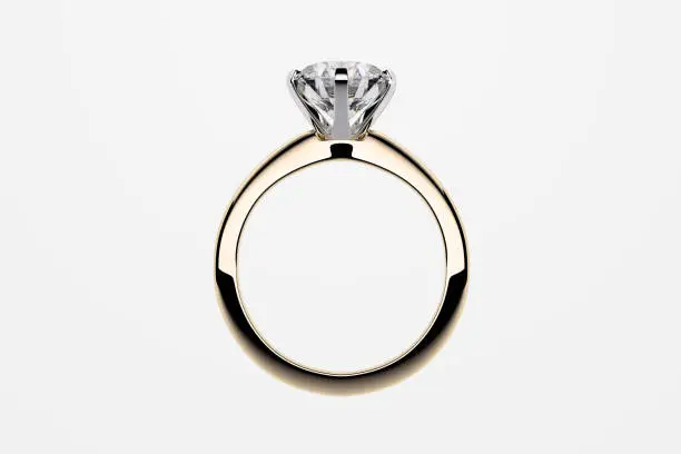Diamond gold ring on isolated background