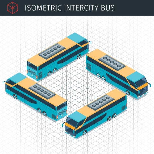 illustrazioni stock, clip art, cartoni animati e icone di tendenza di bus interurbano isometrico - bus coach bus travel isolated