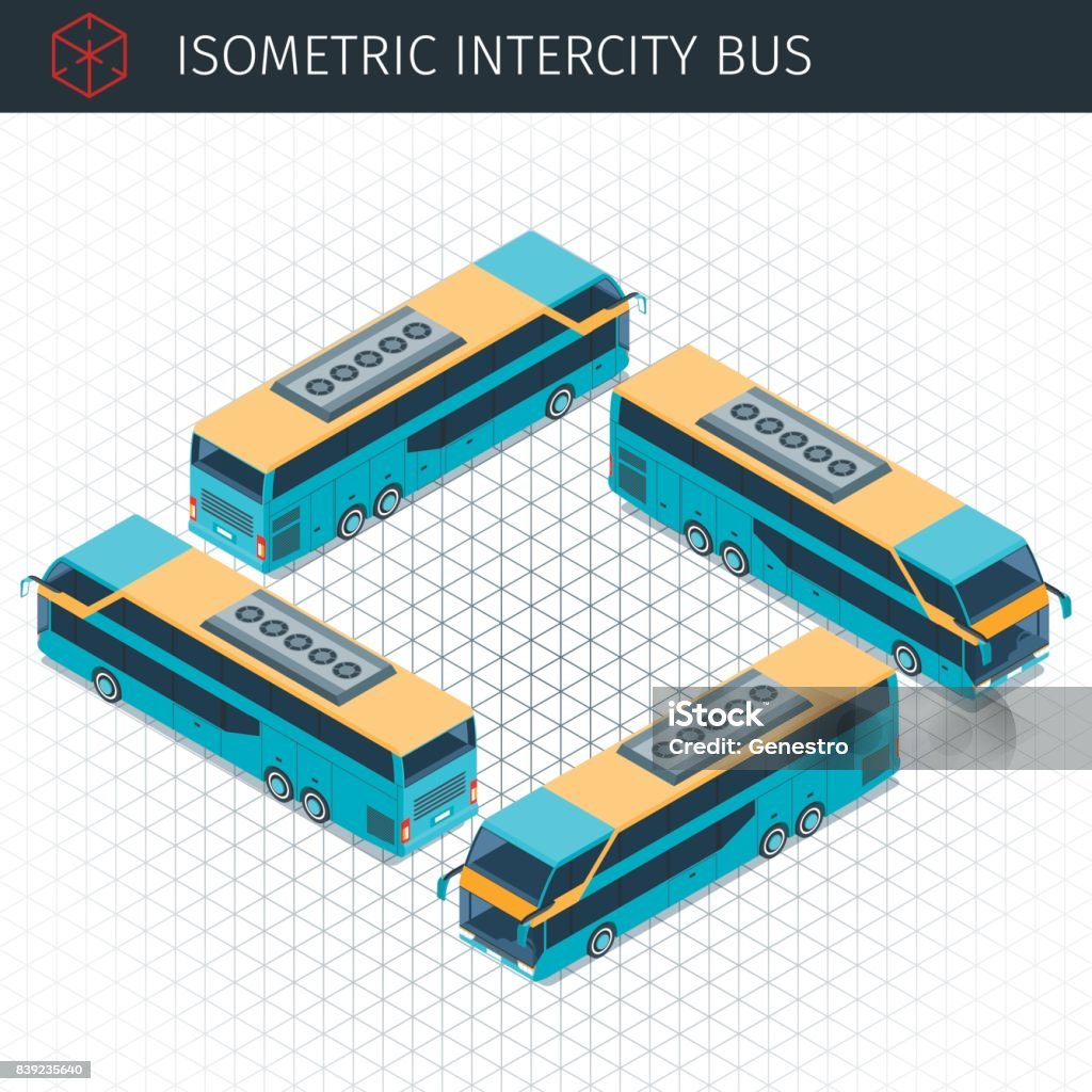 Isometric Bus Isometric Intercity Bus Stock Illustration - Download Image Now - Bus ...