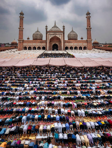 alvida jumma no jama masjid, delhi, índia - friday mosque - fotografias e filmes do acervo