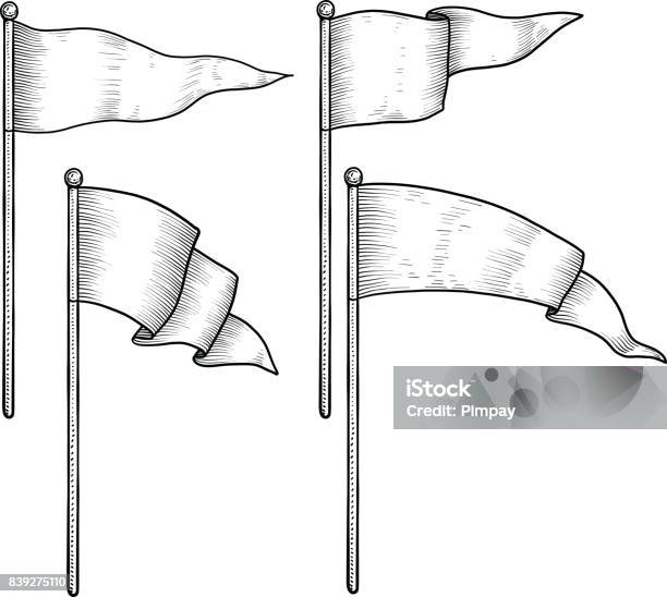 Flag Let Line Drawing Flag Illustration Drawing Engraving Ink Line Art Vector Stock ...