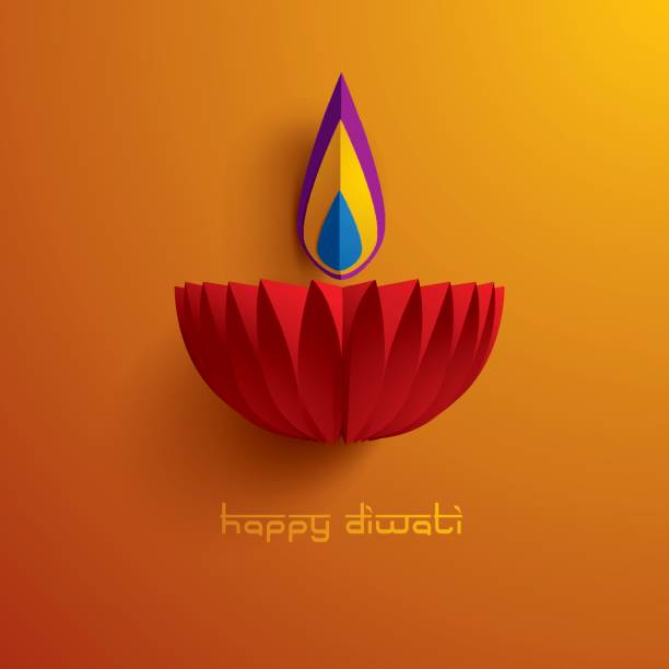 illustrations, cliparts, dessins animés et icônes de joyeux diwali. papier graphique des indiens diya huile lampe design. - diwali illustrations