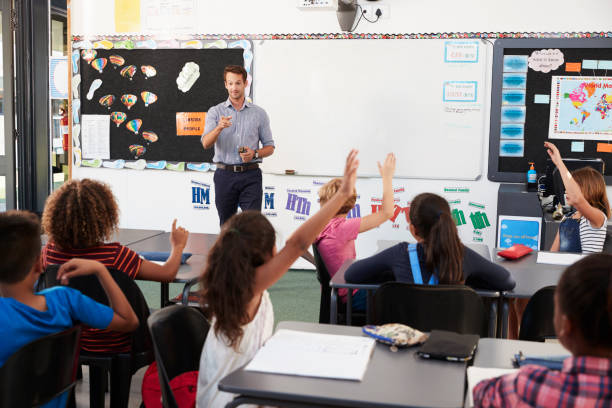 istock Teacher addressing pupils in an elementary school lesson 839296908