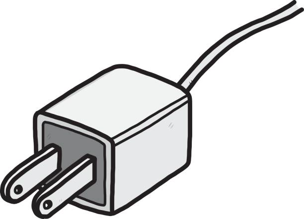 головка штепсельной вилки, зарядное устройство смартфона - art electric plug cartoon drawing stock illustrations