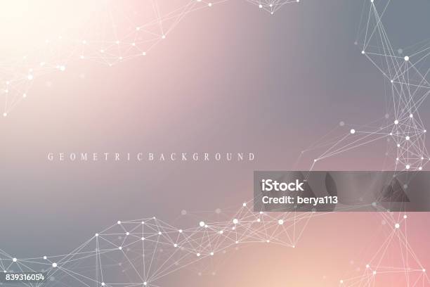 Geometric Abstract Background With Connected Line And Dots Network And Connection Background For Your Presentation Graphic Polygonal Background Scientific Vector Illustration Stock Illustration - Download Image Now