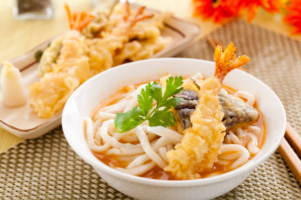Udon Udon japanese noodles with tempuraUdon japanese noodles with tempura noodle soup photos stock pictures, royalty-free photos & images
