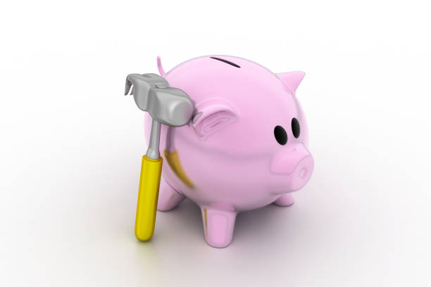 istock Piggy bank and hammer 839325344