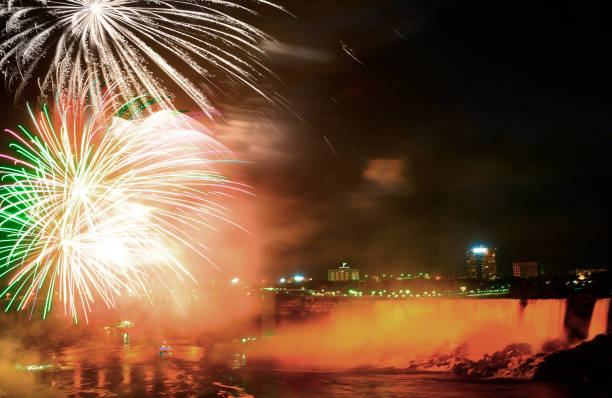 istock Fireworks in Niagara Falls at Night - Canada - North America 839332622