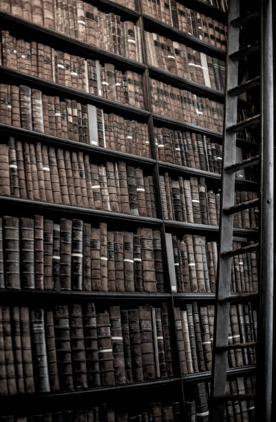 istock Dublin Ireland January 23 2017: Old library on Trinity old books on bookshelf and old ladder 839337710