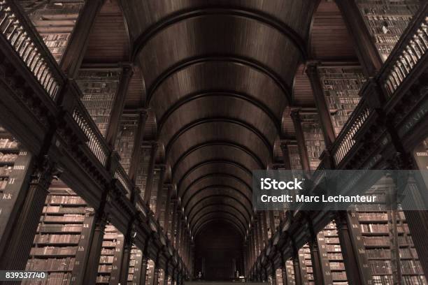 Dublin Ireland January 23 2017 Old Library On Trinity College Ceiling Landscape Stock Photo - Download Image Now