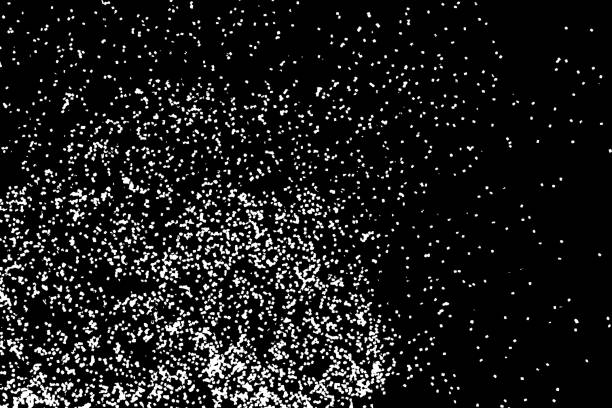 istock Falling snow on the black background. Magic night sky with stars pattern. Christmas Holiday mood background. New Year weather background. 839349424