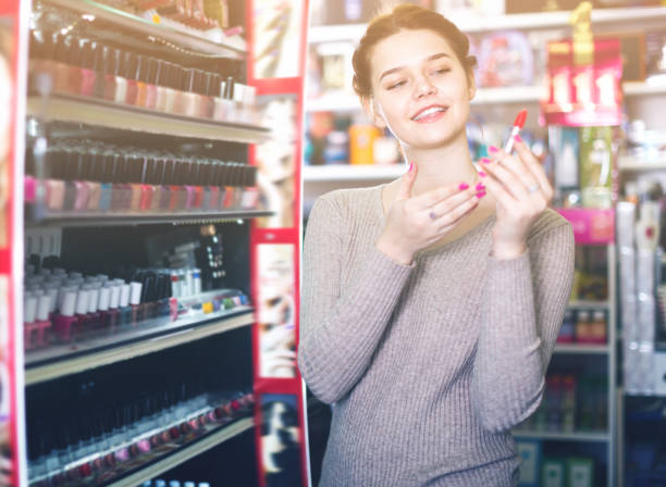 istock Positive female searching for reliable lipstick 839352928