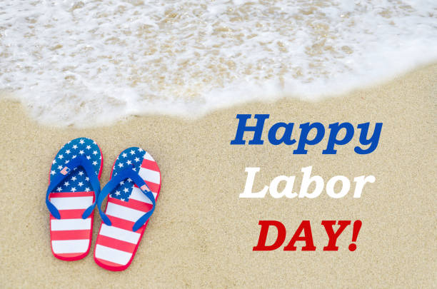Labor day background on the beach stock photo