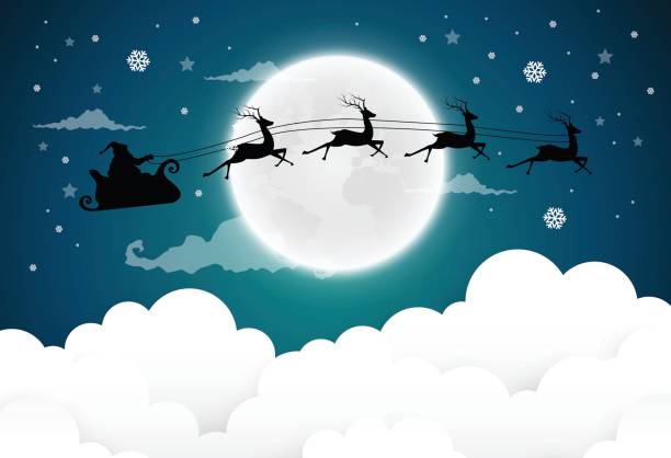 istock Christmas and New Years background with Santa claus on sky.vector 839360196