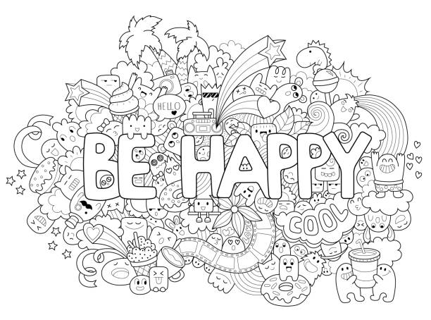 Printable Coloring Page For Adults With Cartoon Characters Hand Drawn  Vector Illustration Freehand Sketch For Adult Anti Stress Coloring Book  Page Stock Illustration - Download Image Now - iStock