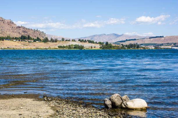 istock Landscape the mountains with the rock and blue lake 839368906
