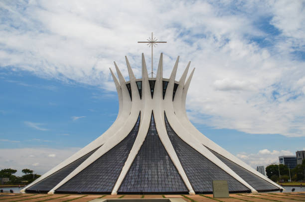 Brasília, Distrito Federal, Brazil, October 25 -2014: Metropolitan Cathedral of Brasilia, work of the architect Oscar Niemeyer.