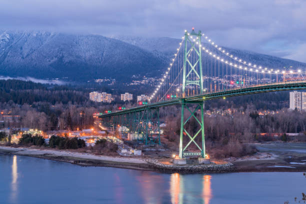 lion gate bridge in the winter Evening,Vancouver BC Canada