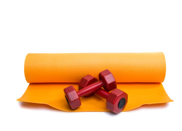 istock yellow yoga mat isolated 839379714