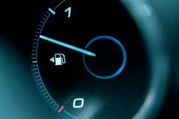 Photo of Close-up of the dashboard and fuel gauge in the car