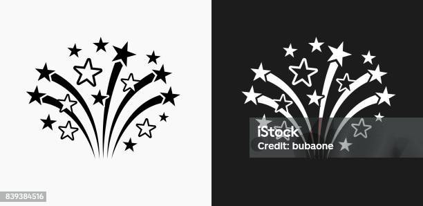 Fireworks Icon On Black And White Vector Backgrounds Stock Illustration - Download Image Now